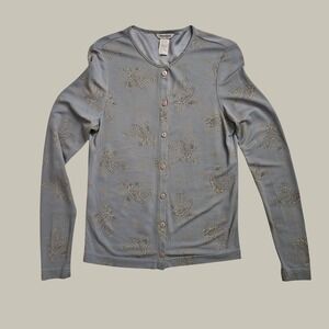 Women Cardigan Jersey Floral‎ Button Front Long Sleeve Office Casual Fall Layer